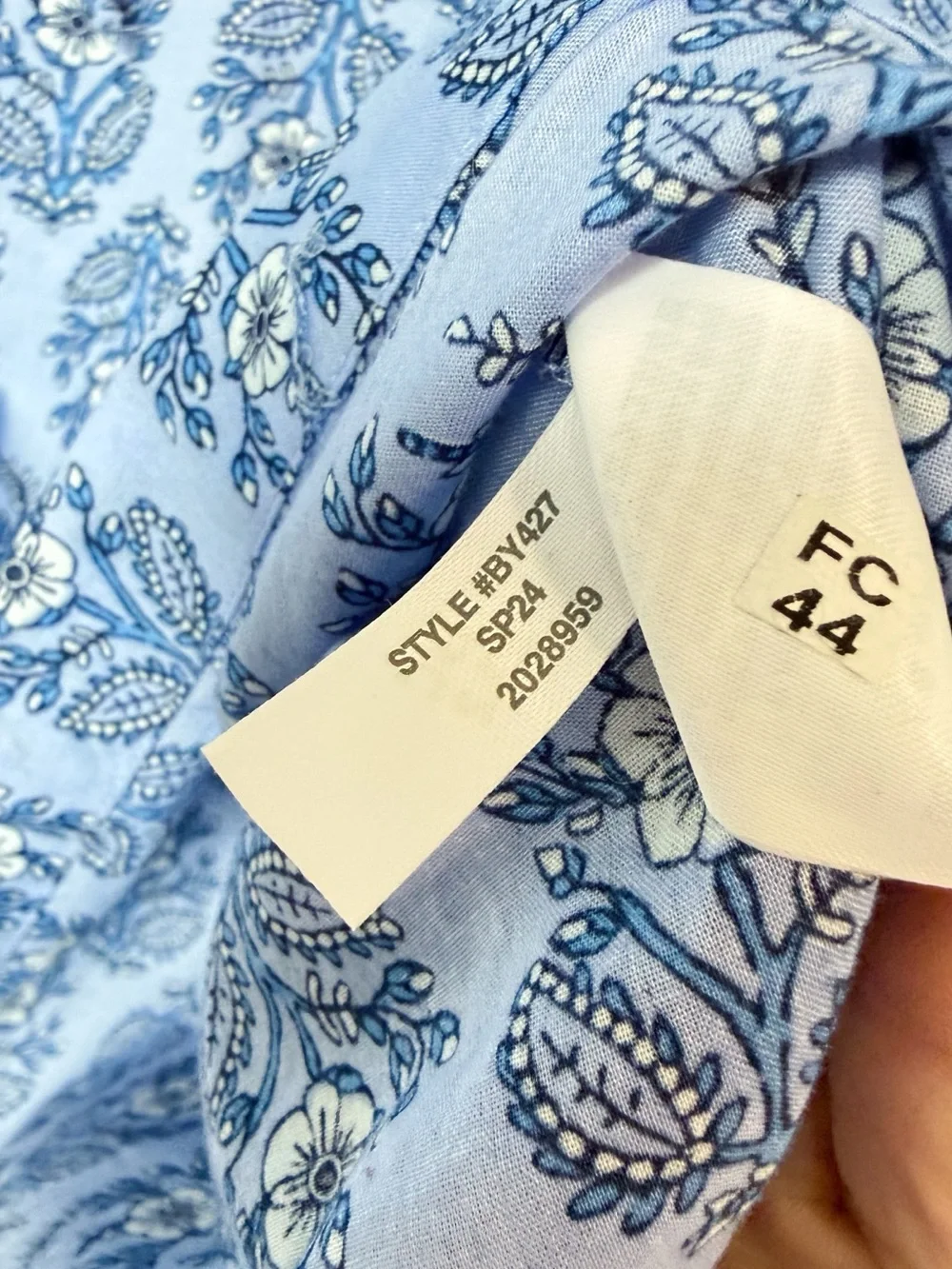 J. Crew Blue Printed Tie Split Neck Top